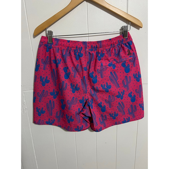 Men's Chubbies Pink Blue Cactus Print Hybrid Swim Shorts M - Picture 3 of 8